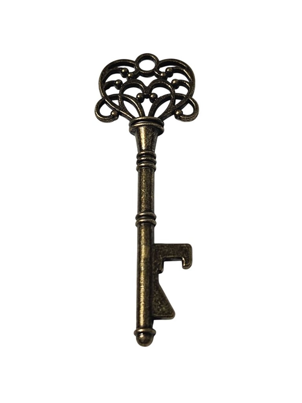 Vintage Skeleton Key Pendant Charm Antique Bronze Tone Filigree Gothic Steampunk